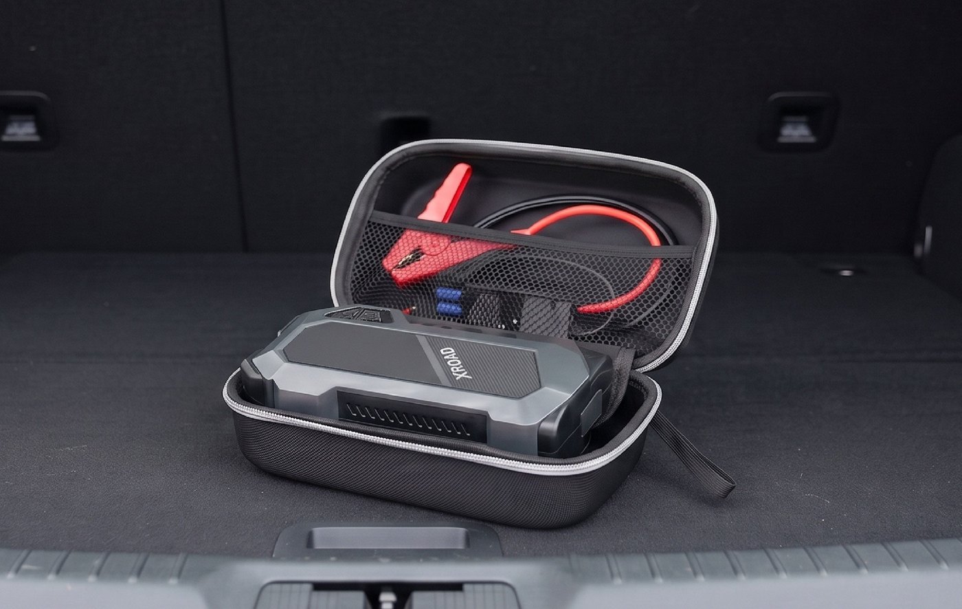 Kit completo del Partidor de Batería XRoad: equipo, estuche, pinzas, manguera de aire y cable USB-C