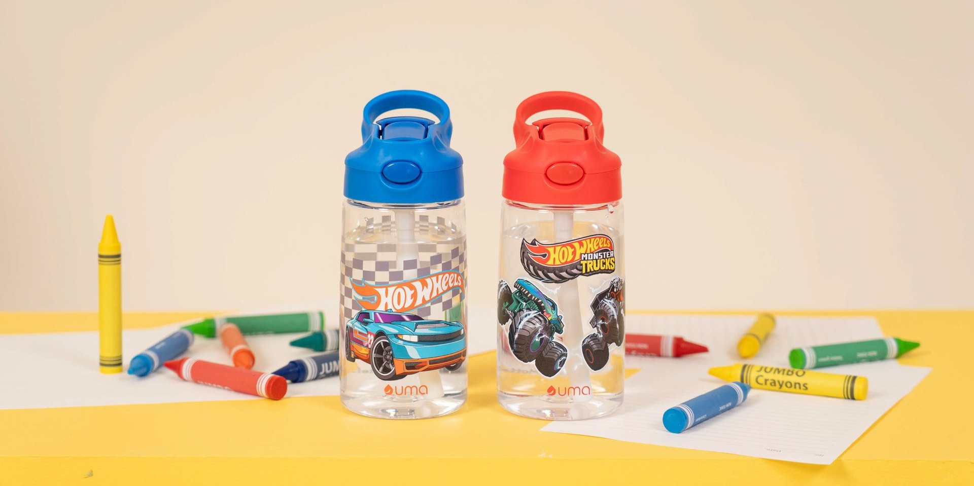 Botella de Agua Hot Wheels 420ml UMA en Tritan, diseños Monster Truck y Race