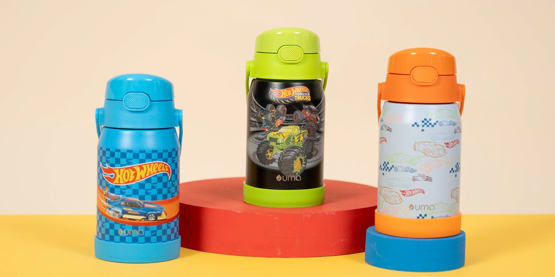 Botella Térmica Hot Wheels 450ml UMA, diseños Race, Class y Trucks