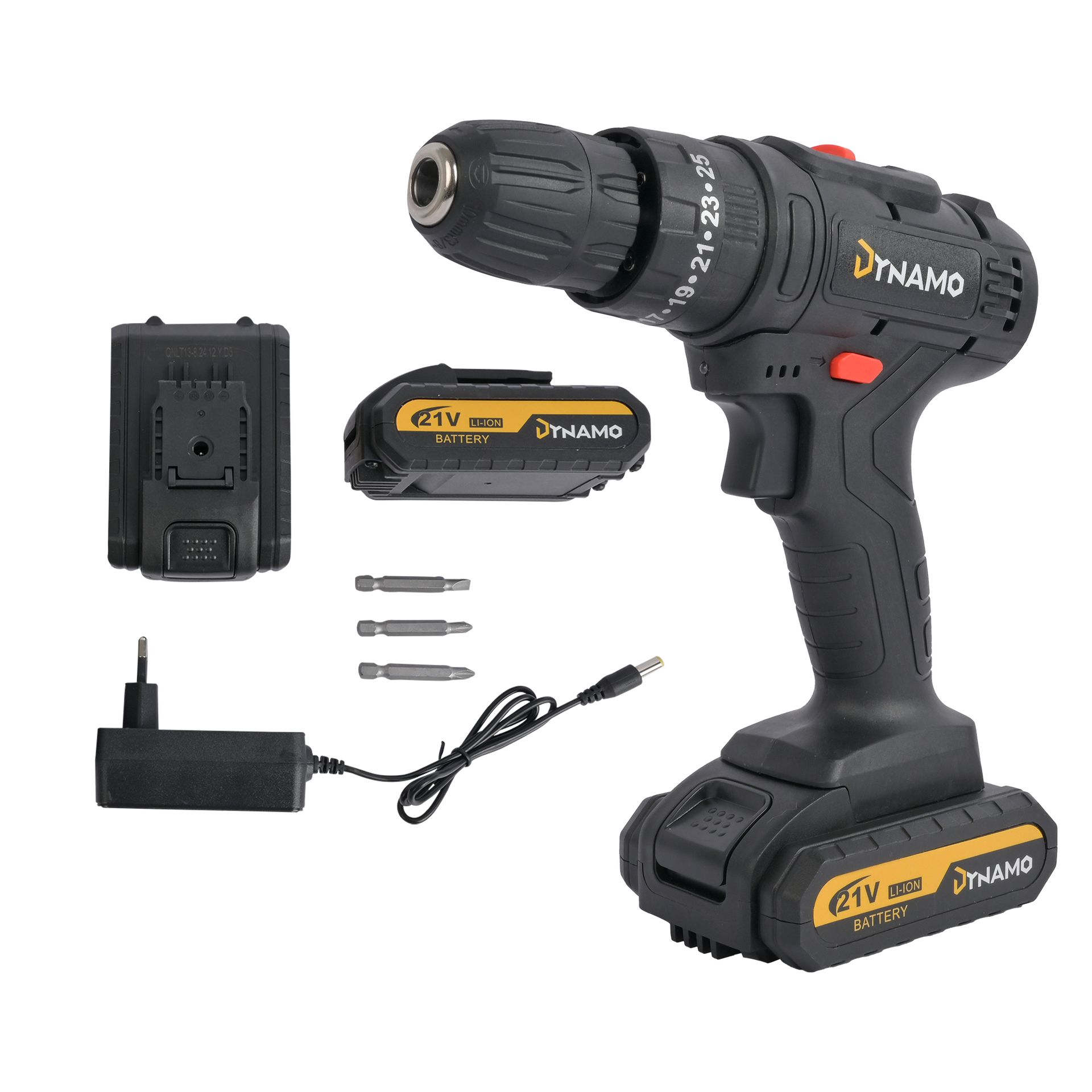 Taladro Desatornillador Inalámbrico Dynamo 21V + 2 baterías · POTENCIA SIN CABLES