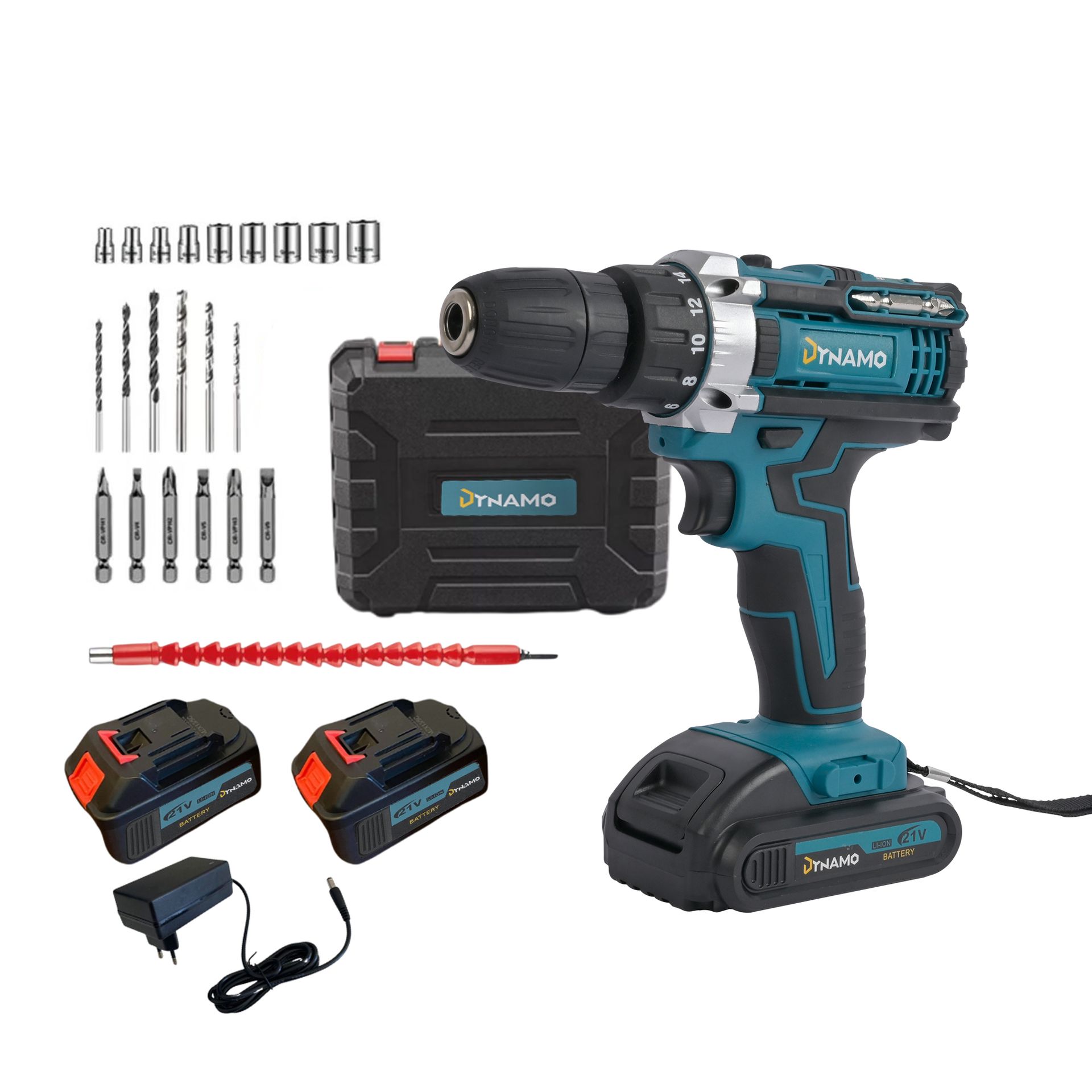 Kit Taladro Destornillador Inalámbrico Dynamo 21v 2 Baterías · POTENCIA 21V PROFESIONAL