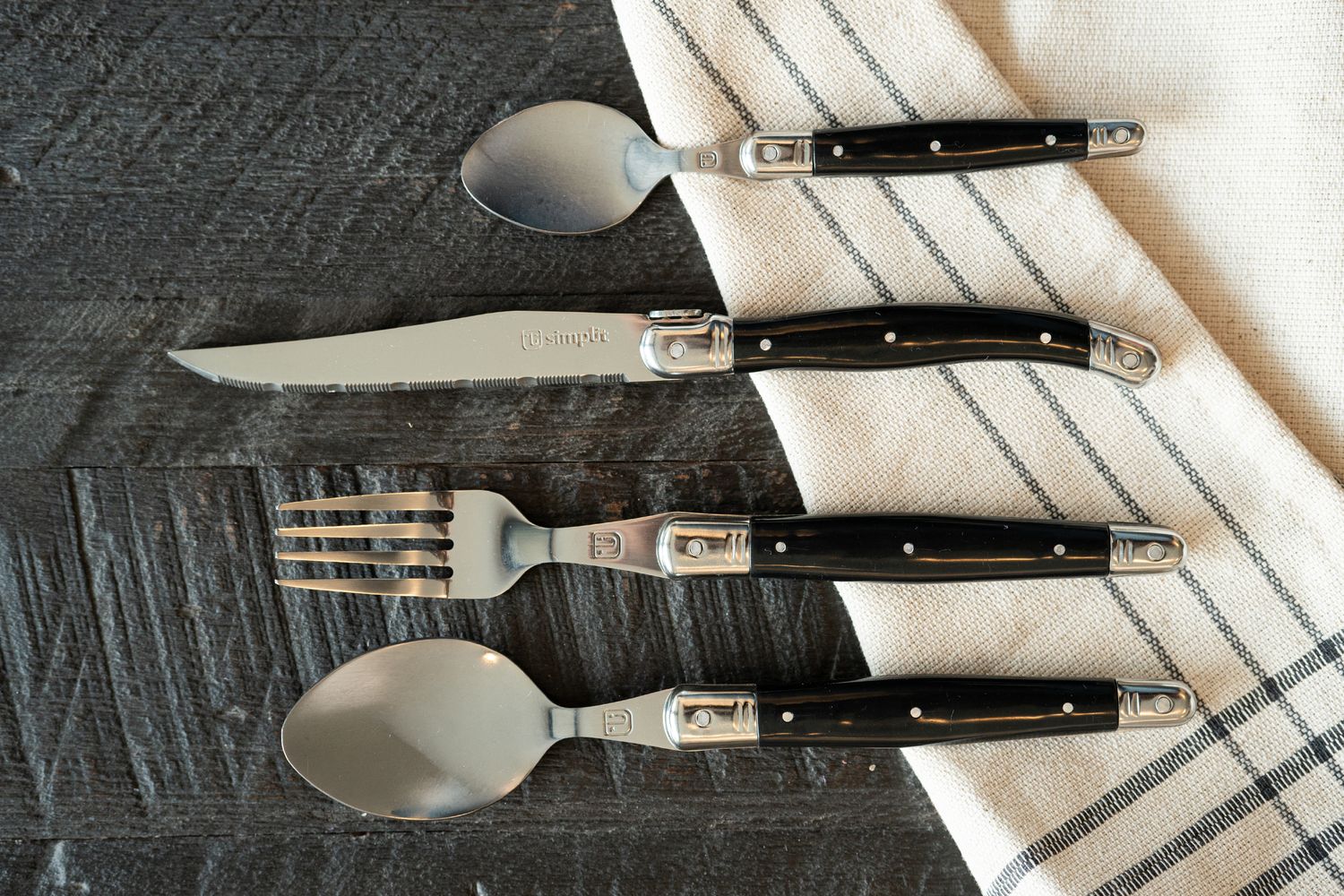 Simplit Set de Cuchillería Paris 24 pcs — lay flat con tenedor, cuchillo, cuchara y cucharita