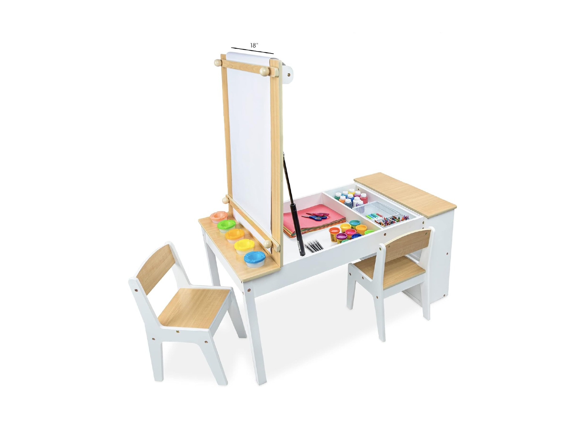 Bandú pack infantil de mesa y dos sillas de madera - niños usando el set en actividades creativas