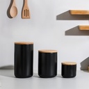 Contenedor Cerámica Hermético Tapa Madera M Blanco Simplit 4