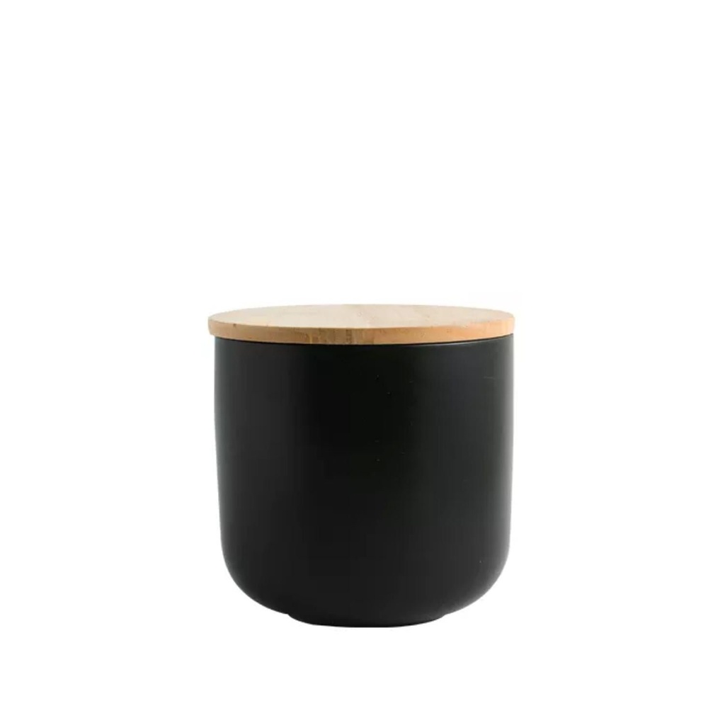 Contenedor Cerámica Hermético Tapa Madera S Blanco Simplit 1