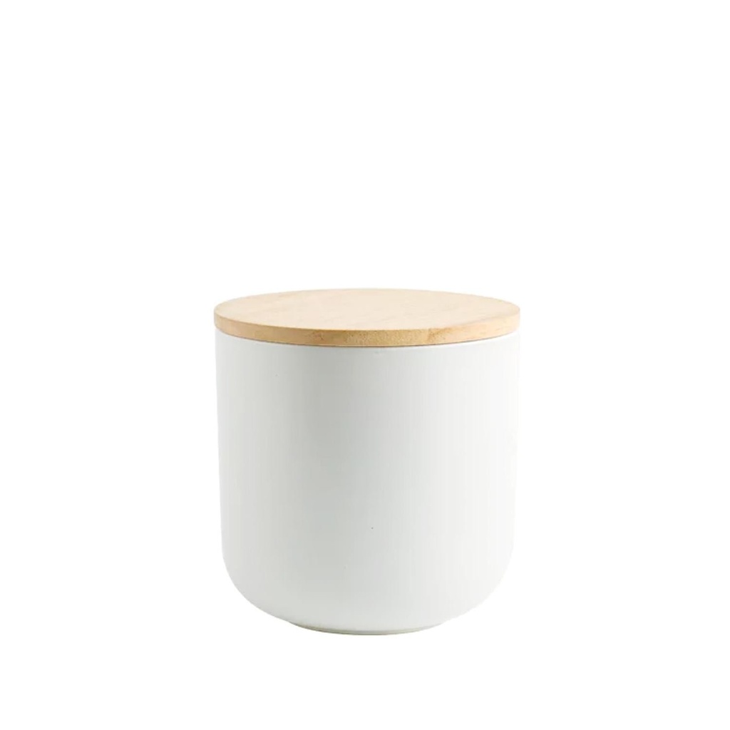 Contenedor Cerámica Hermético Tapa Madera S Blanco Simplit 7