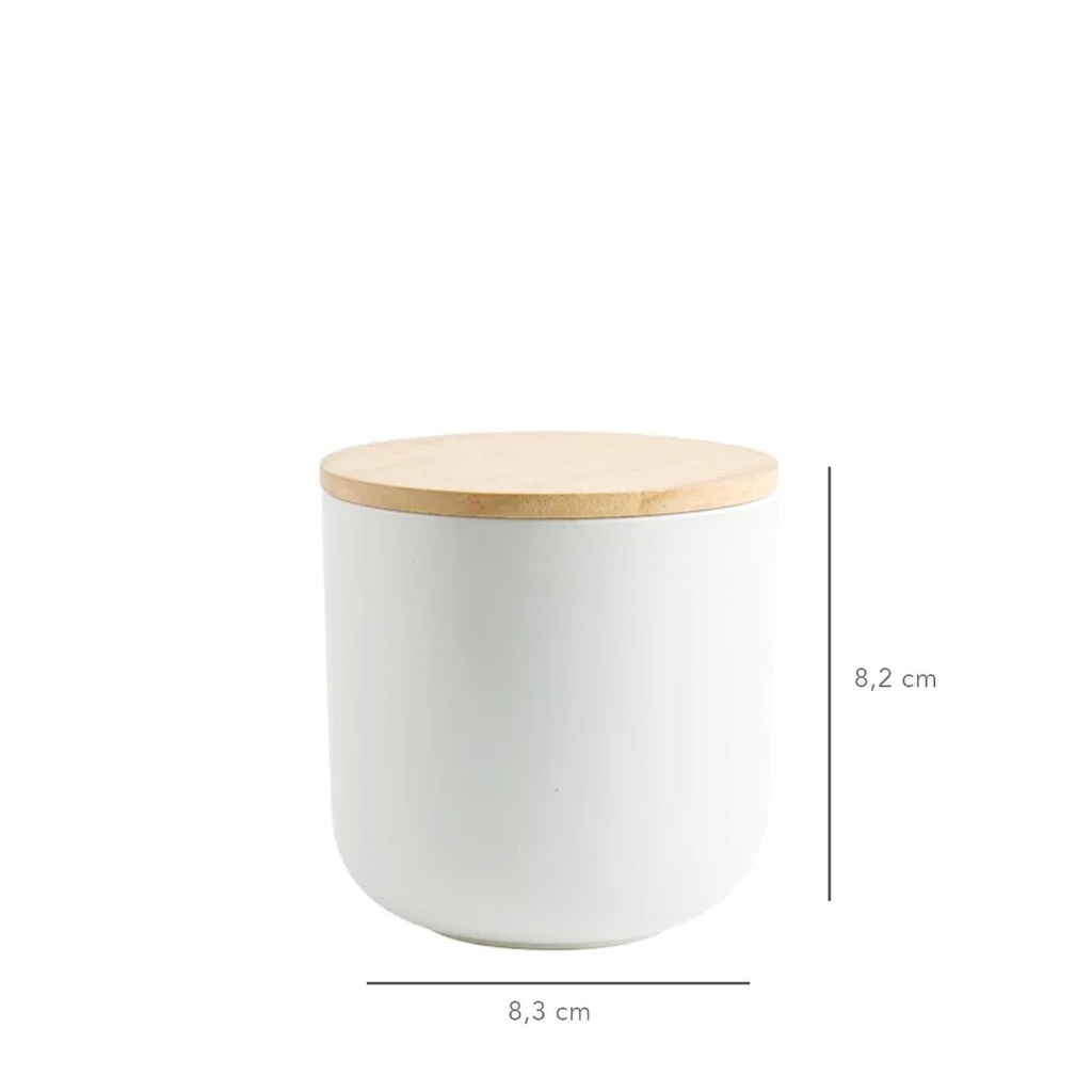 Contenedor Cerámica Hermético Tapa Madera S Blanco Simplit 8