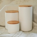 Contenedor Cerámica Hermético Tapa Madera S Blanco Simplit 9