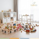 Pista de Autos y Tren de Madera Juego Didactico 70pcs Bandú 5