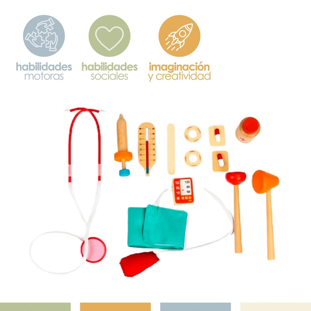 Set Juego de Roles Doctor Niños Madera 12 pcs Bandú 2