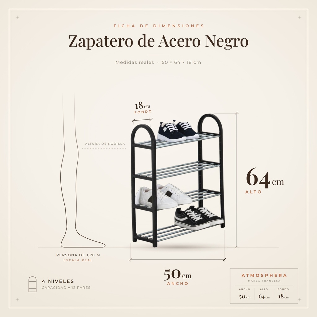 Zapatero Atmosphera - ficha de dimensiones 64x50x18