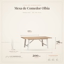 Mesa Olbia Atmosphera - ficha de dimensiones 200x100x76