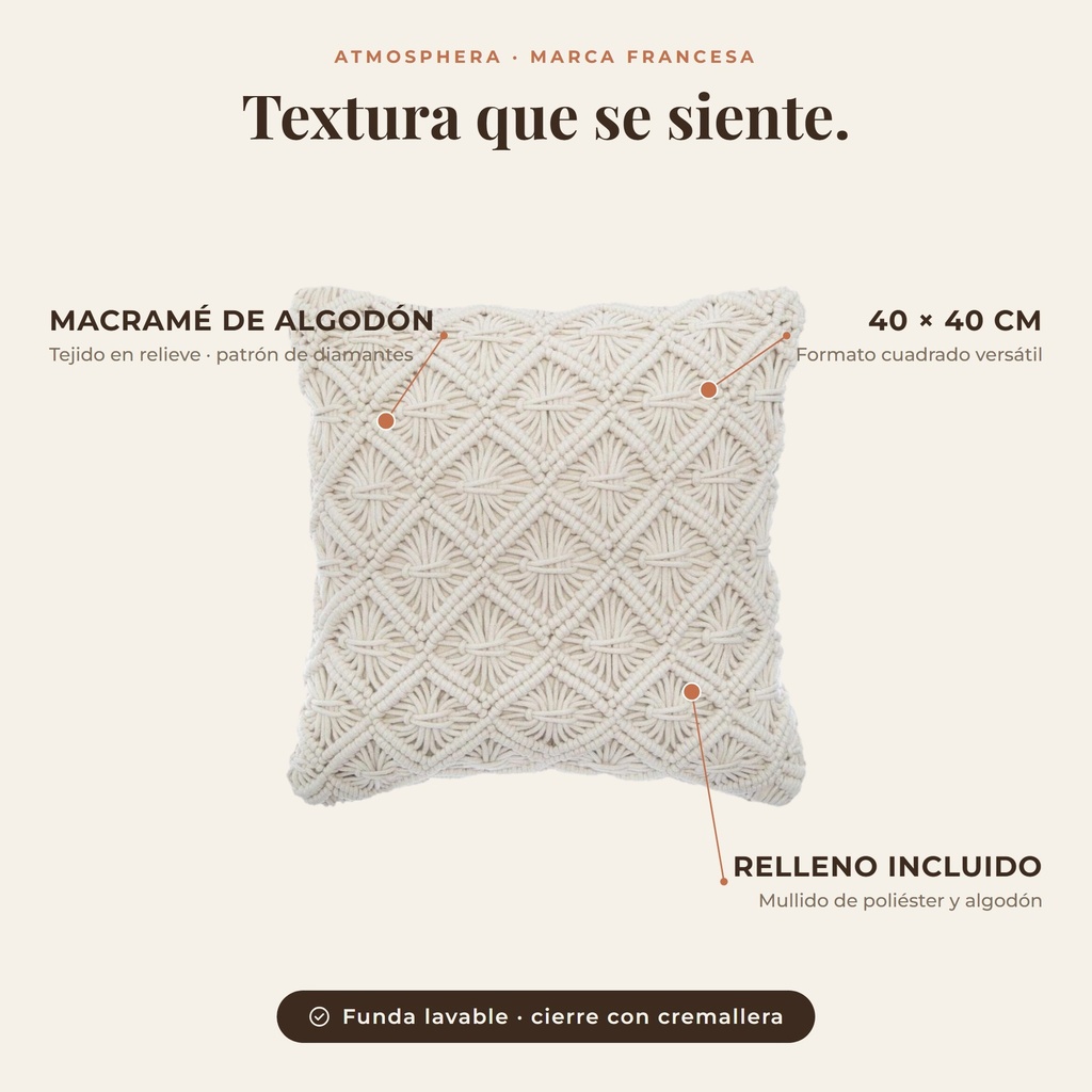 Cojin Ete Macrame Atmosphera - atributos destacados