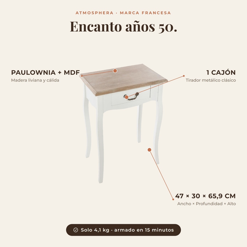 Velador Noche Pino Atmosphera - atributos destacados
