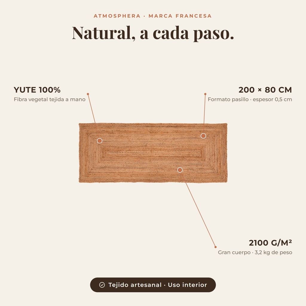 Alfombra Yute Natura Atmosphera - atributos destacados