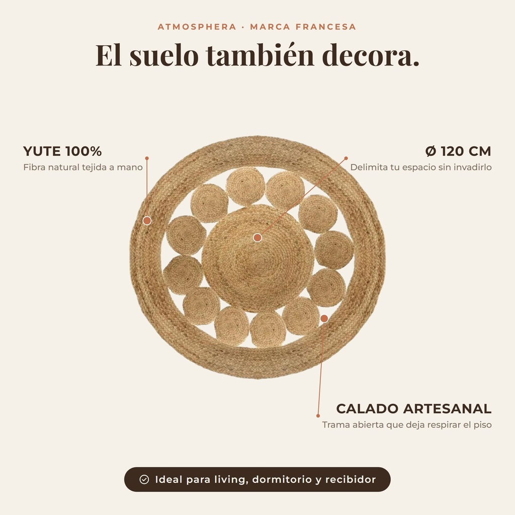 Alfombra yute calada Atmosphera - atributos destacados