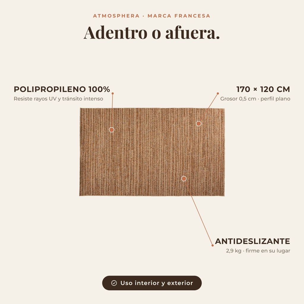 Alfombra Exterior/Interior 170x120 Atmosphera - atributos destacados