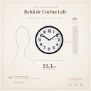 Reloj Cocina Loly Atmosphera - ficha de dimensiones 22,3 cm