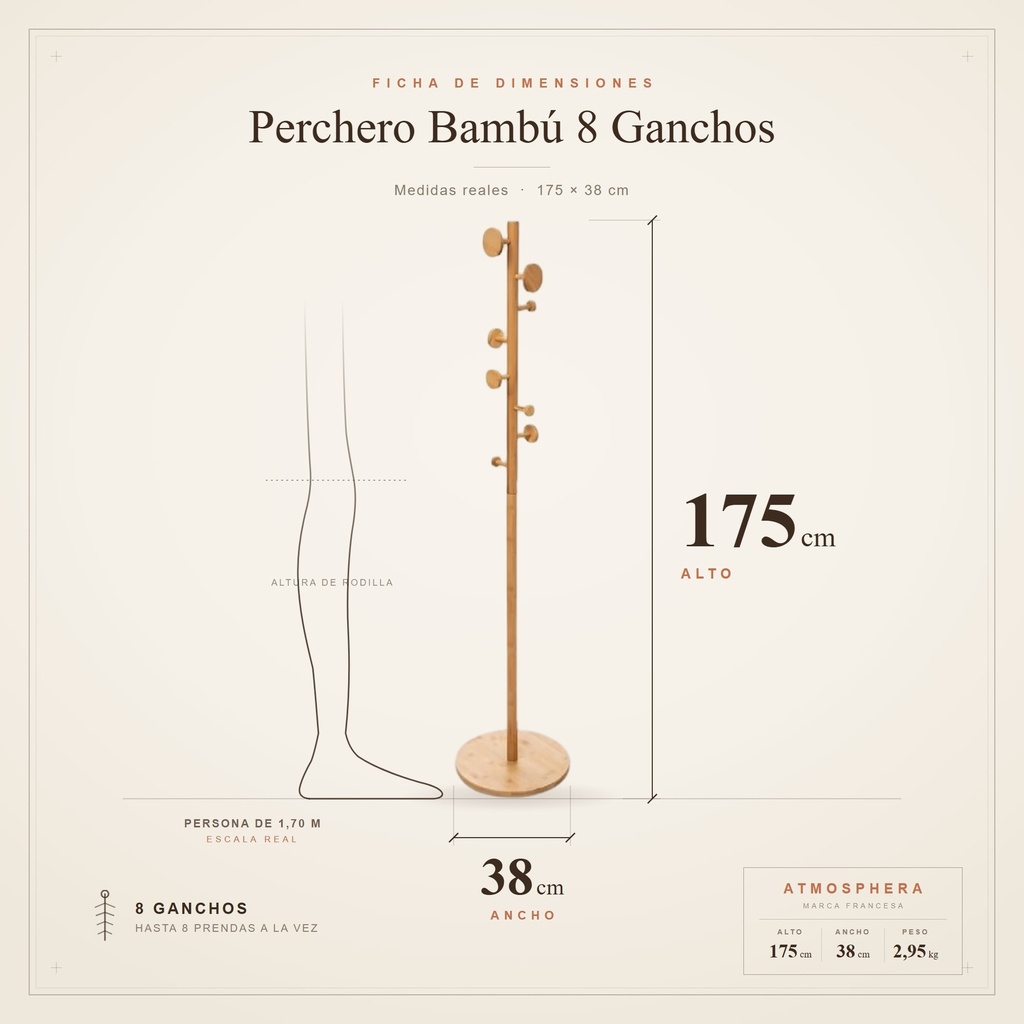 Perchero Bambu - Dimensiones
