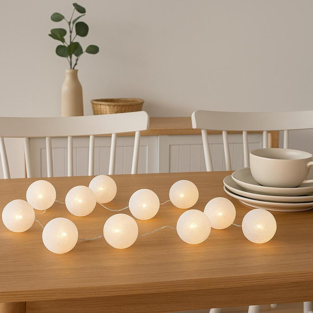 Guirnalda LED 10 Bolas Atmosphera en mesa de comedor - lifestyle