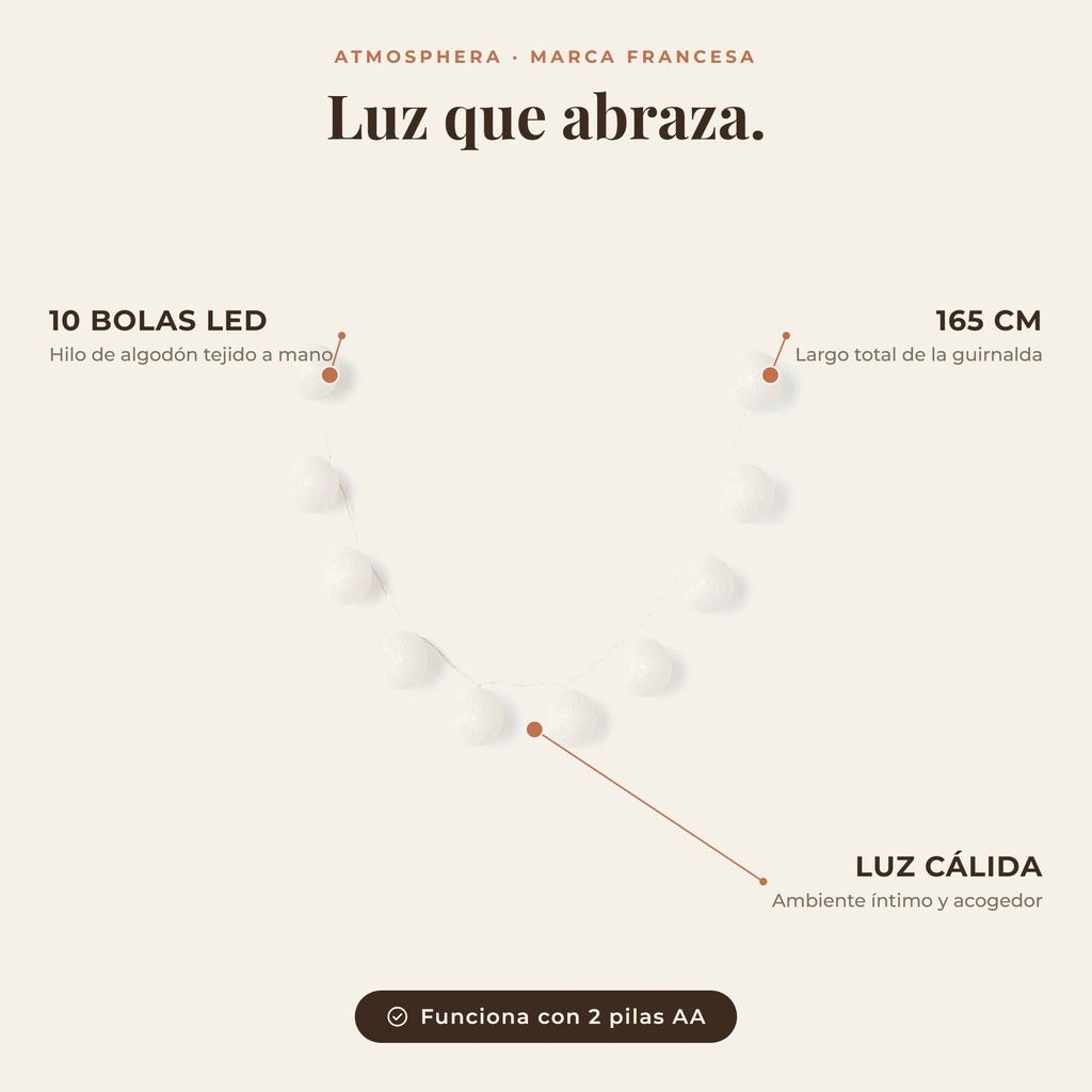 Guirnalda LED 10 Bolas Atmosphera - atributos destacados