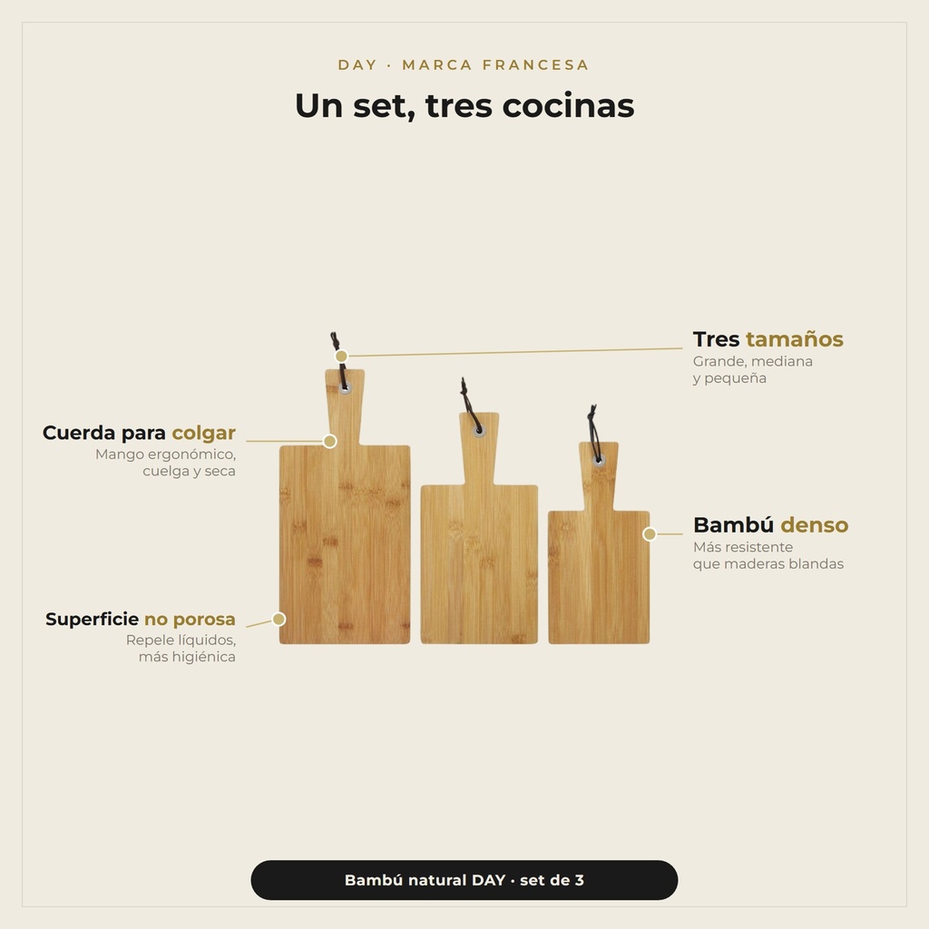 Set 3 Tablas Bamboo · detalle