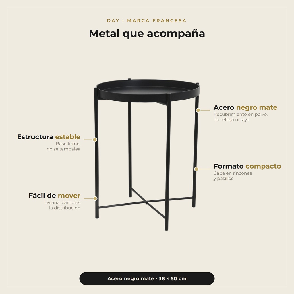 Mesa de Metal Negro · detalle