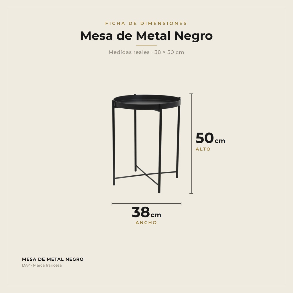 Mesa de Metal Negro · dimensiones