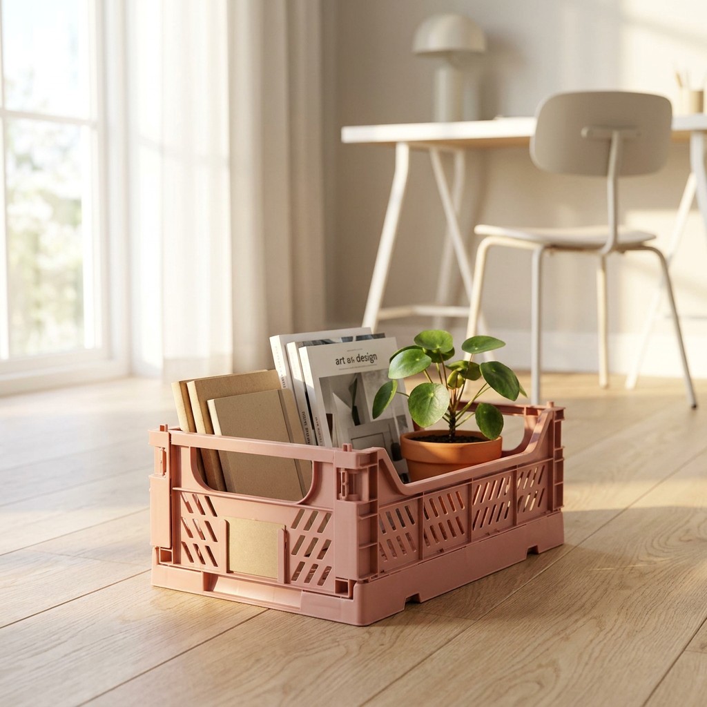 Caja Plegable Rosada · ambiente oficina