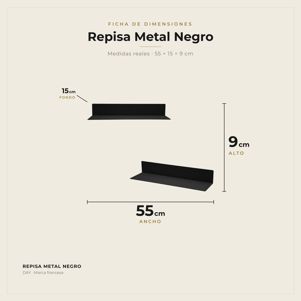 Repisa Metal Negro · dimensiones