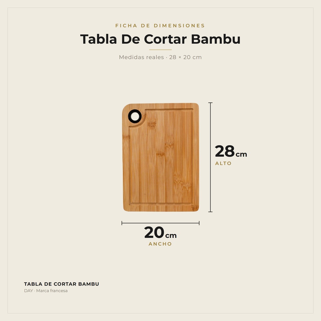 Tabla De Cortar Bambu · dimensiones