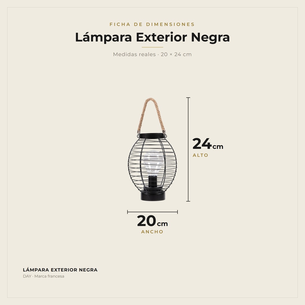 Lámpara Exterior Negra · dimensiones