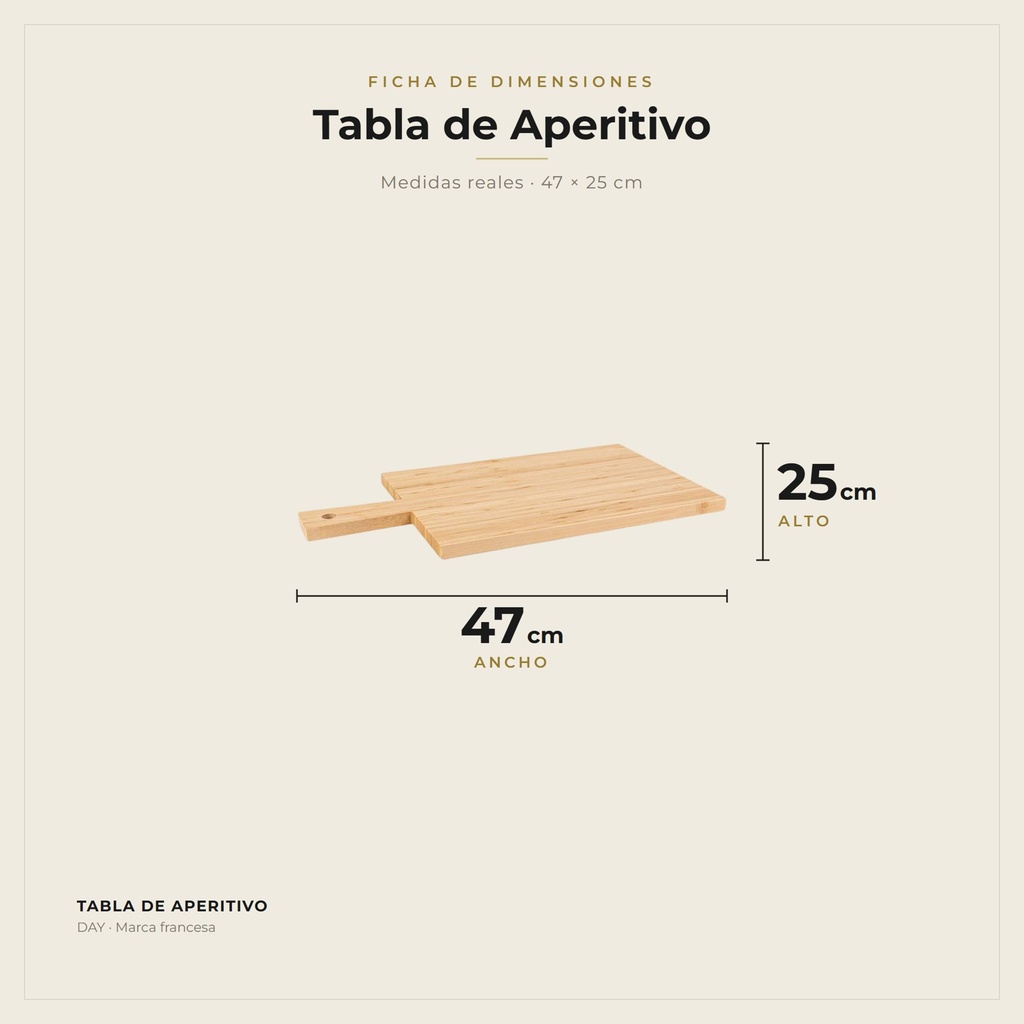Tabla de Aperitivo · dimensiones