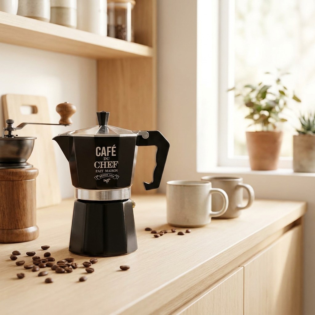 Cafetera Italiana acero · ambiente 3