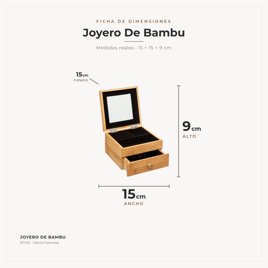 Joyero De Bambu · dimensiones