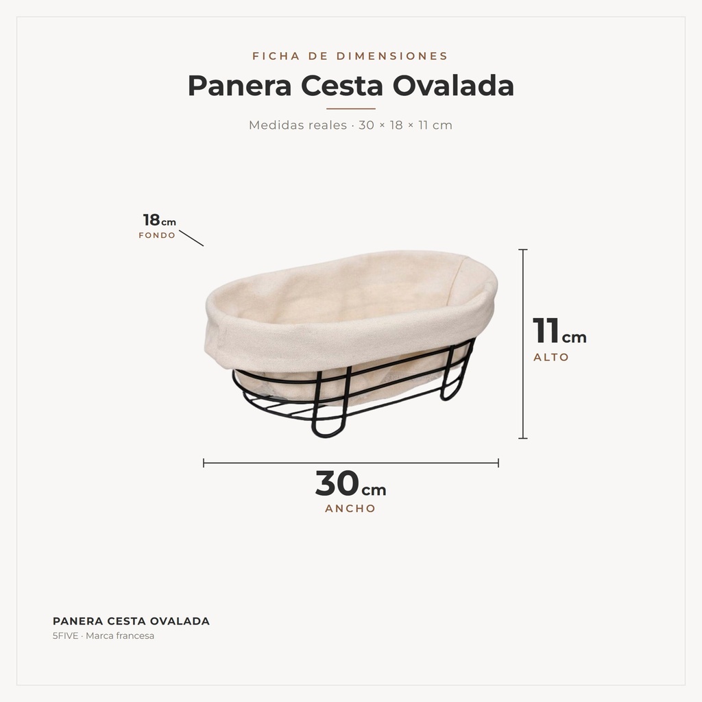 Panera Cesta Ovalada · dimensiones