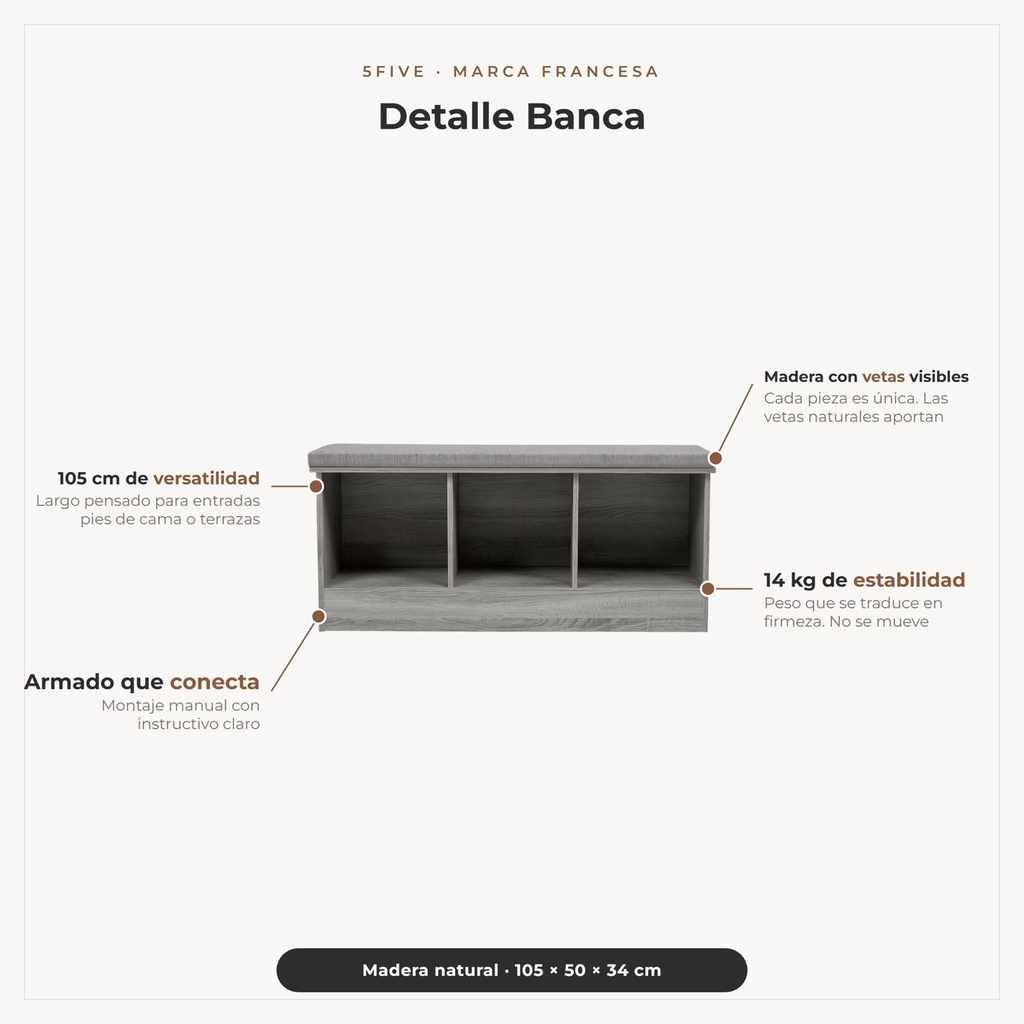 Banca Madera Mix 5Five · detalle