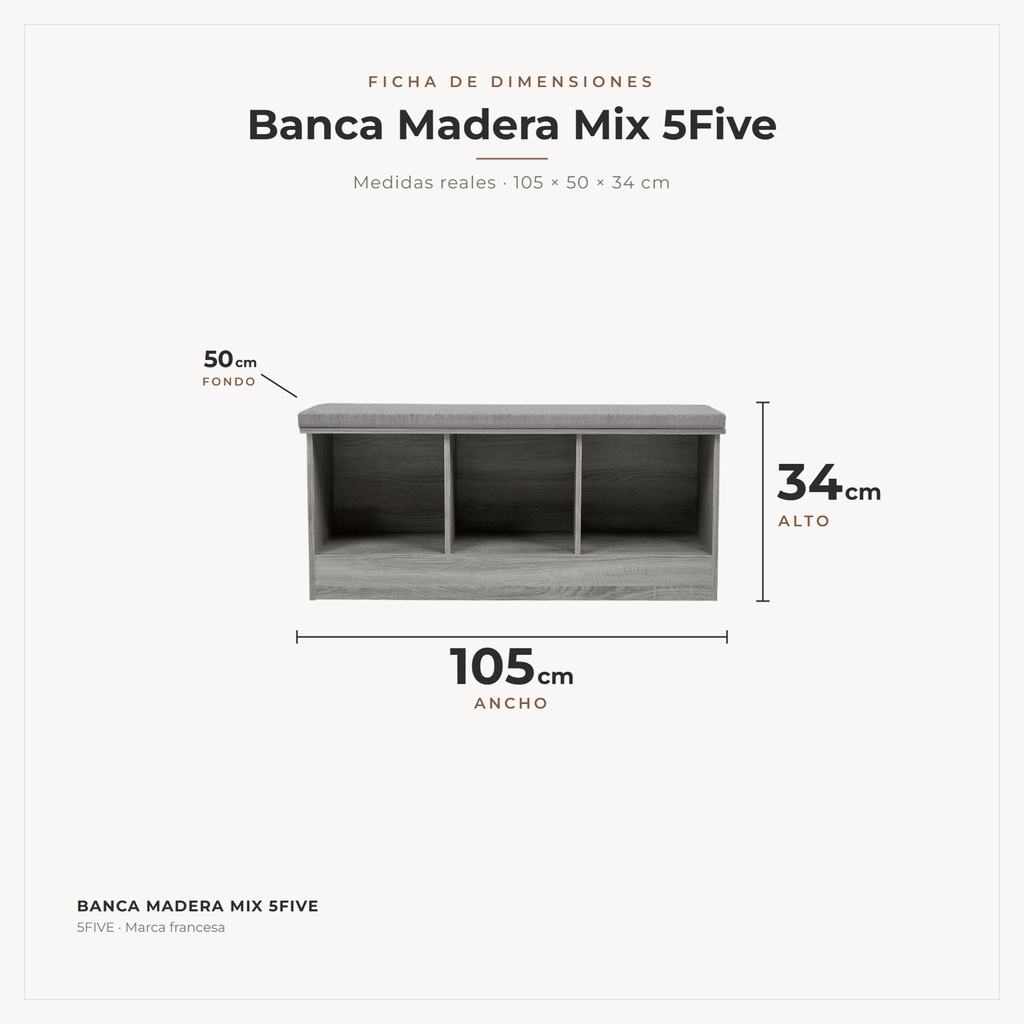 Banca Madera Mix 5Five · dimensiones
