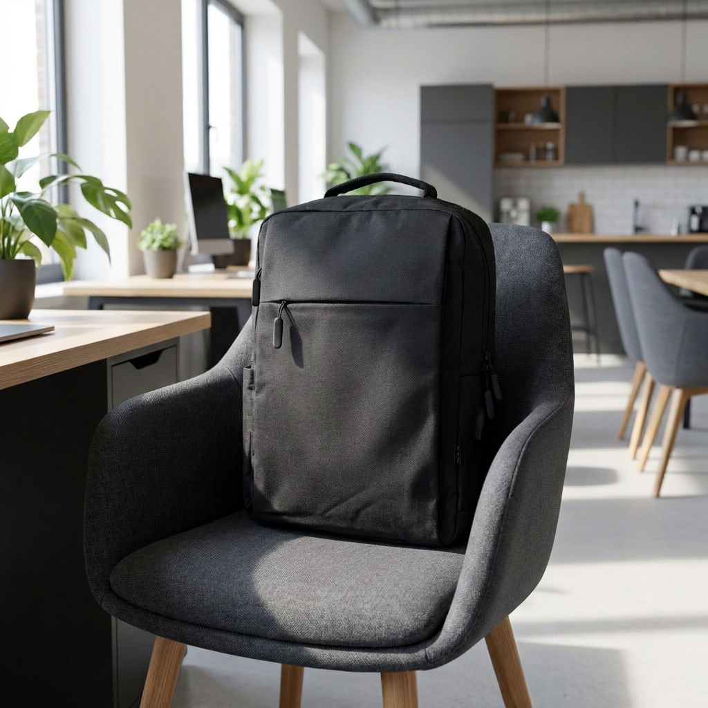 Mochila para Notebook con Puerto USB 1 - on a chair in a modern coworking space