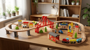 Pista de Autos y Tren de Madera Juego  - home office