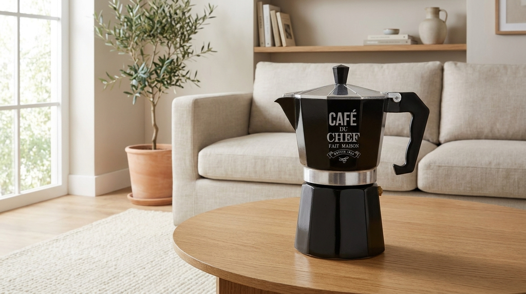 Cafetera Italiana acero 6 Tazas Negro  - living