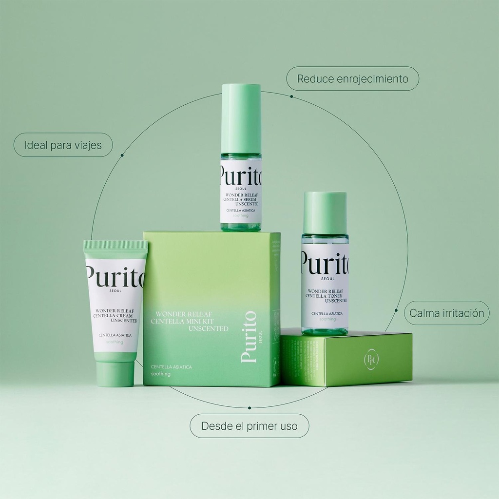 Mini Kit Viaje Centella 60ml Purito Wonder Releaf Sin Perfum 1