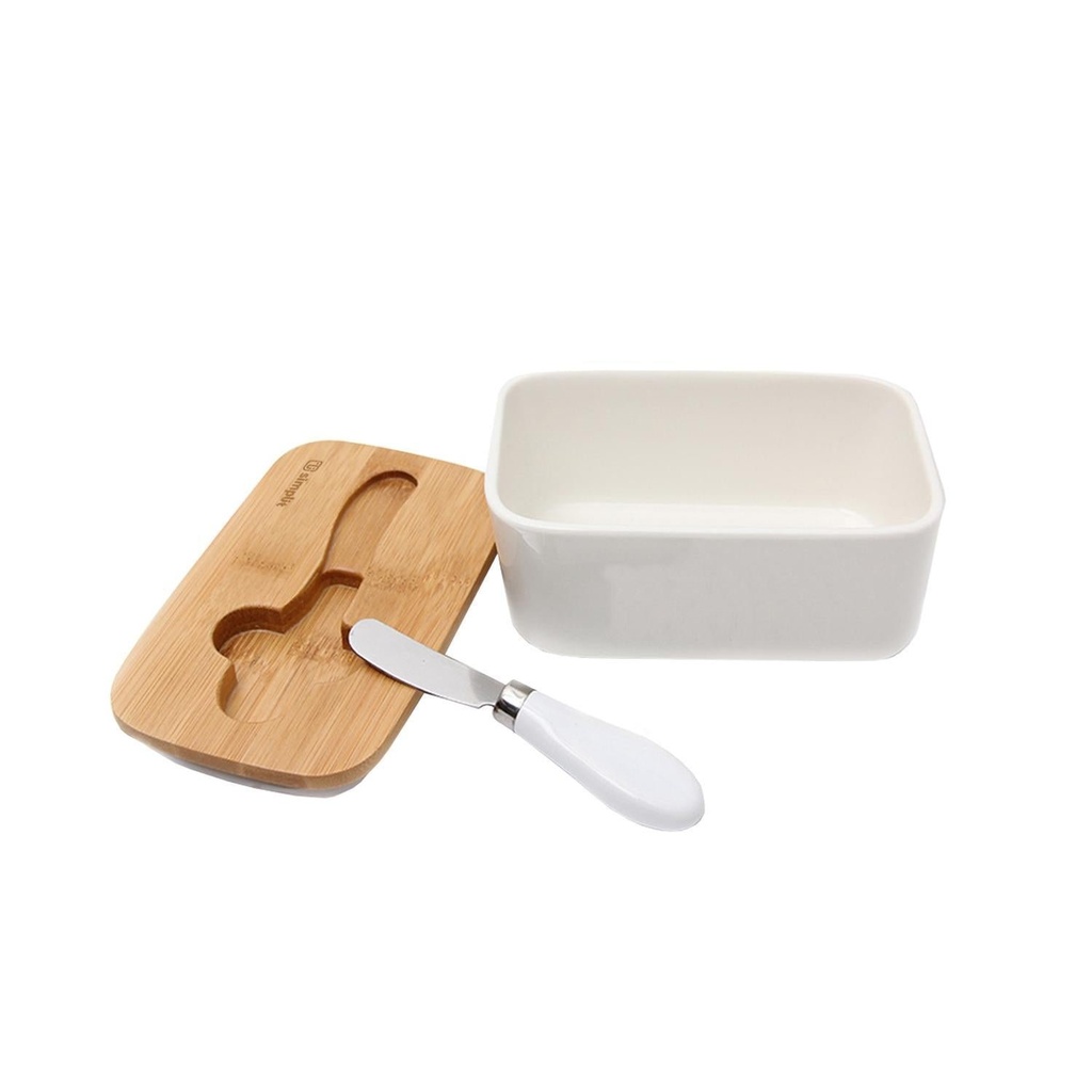 Mantequillero Cerámica Bamboo + Cuchillo 600 ml Simplit 10