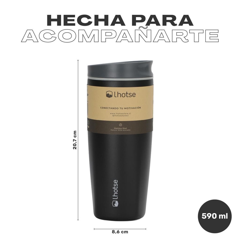 Vaso Mug Térmico Agua Café Termicup 590 ml Acero Inox Lhotse 6