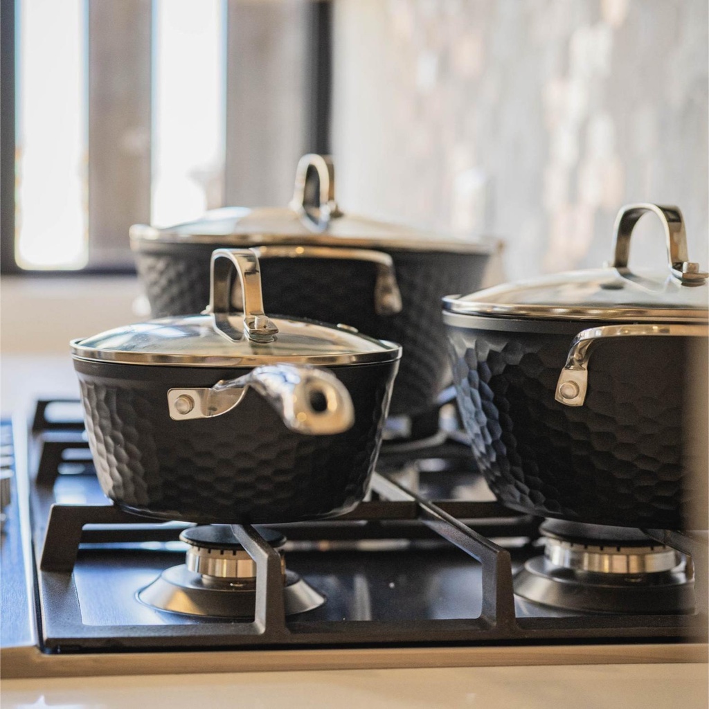 Batería Cocina Black Copper 7pzs + 12 Utensilios Negro 2