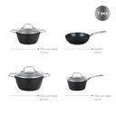 Batería Cocina Black Copper 7pzs + 12 Utensilios Negro 4