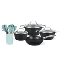 Batería Cocina Black Copper 7pzs + Set 12 Utensilios Calipso 1