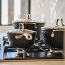 Batería Cocina Black Copper 7pzs + Set 12 Utensilios Calipso 2