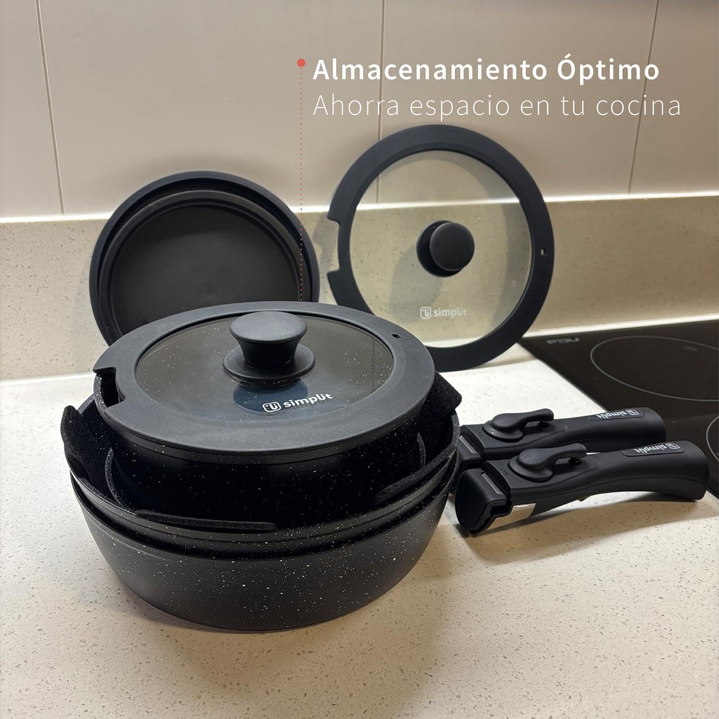 Batería Cocina Oxford + Set 12 Utensilios Negro Simplit 2