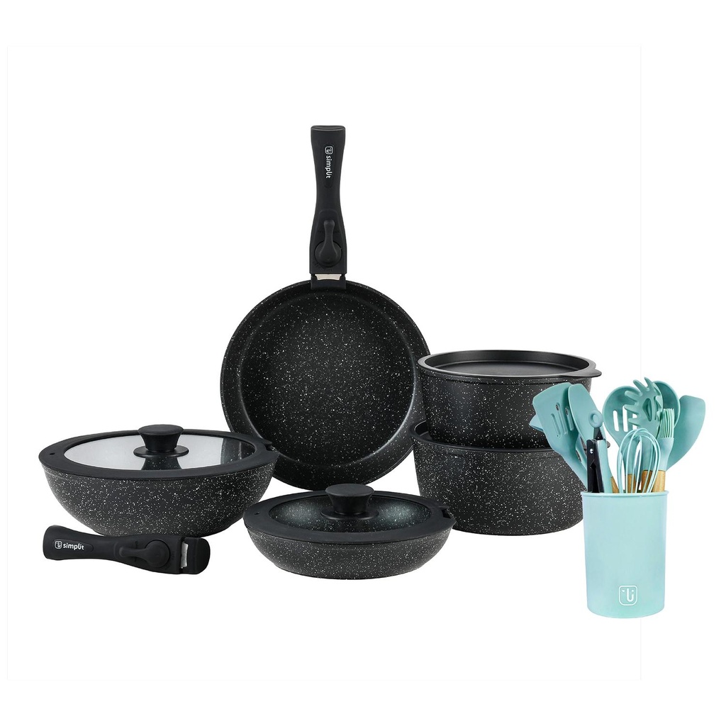 Batería Cocina Oxford + Set 12 Utensilios Calipso Simplit (estudio)